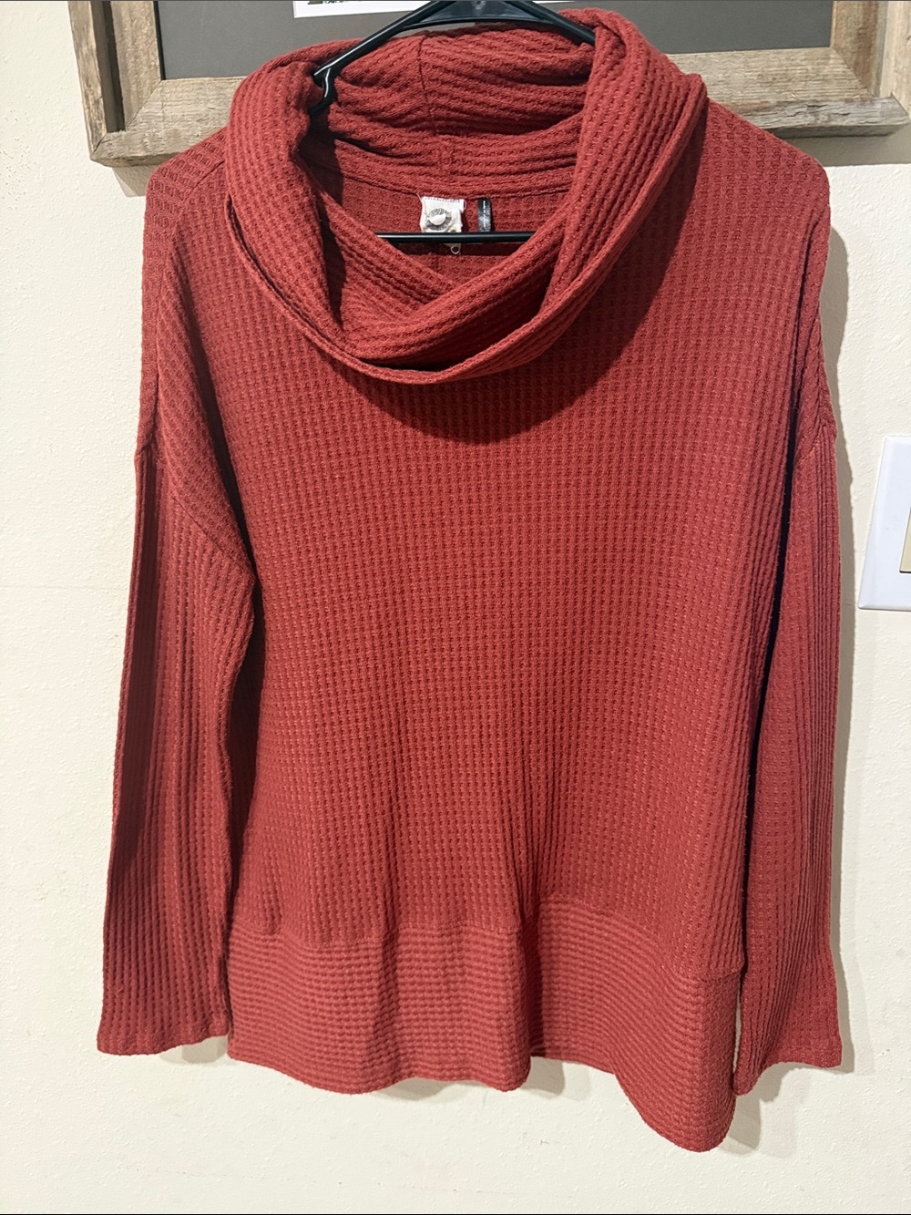Anthropologie Akemi + Kin Rust Waffle Knit Cowl Neck Sweater